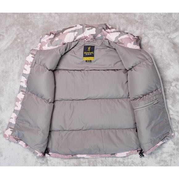 Browning Pink Camouflage Camo Goose Down Puffer Vest Womens Size XS - Picture 3 of 15